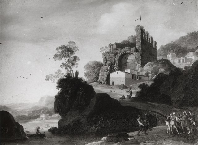 Bildarchiv Foto Marburg — Bartholomeus Breenbergh, Landschaft mit Ruine un Wasser — insieme